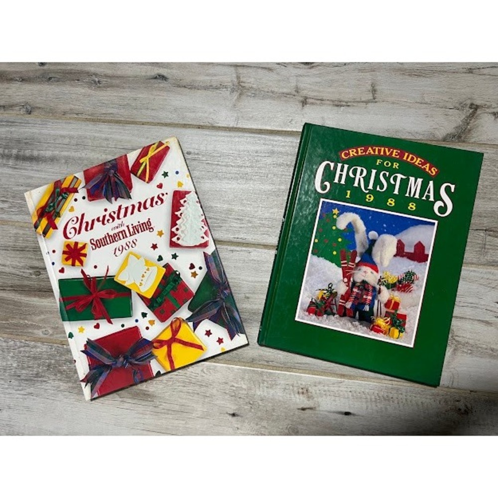 Oxmoor House Christmas Books 1988 Set Green White Vintage Holiday Decor Crafts